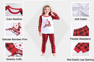 <span class=keywords><strong>Pigiama</strong></span> Natalizio per Famiglia, Set 2 Pezzi in Puro Cotone Morbido a Maniche Lunghe con Motivo Cervo Danzante per Bambini, <span class=keywords><strong>Pigiama</strong></span> Autunnale - Product Image 1