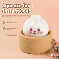 Jouet de décompression sensoriel anti-stress en PVC, porte-clés clavier mignon, bouton à presser en forme de dumpling, clé fidget click, pour fêtes