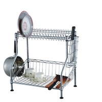 Égouttoir à vaisselle breveté à 2 niveaux en fil métallique chromé pour cuisine, gain de place, à poser au-dessus de l'évier