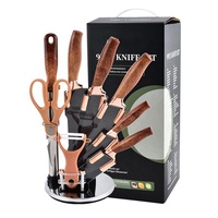 Ensemble de couteaux de cuisine d'usine, lames en acier inoxydable antiadhésives, 9 pièces, ambidextres, durables, multifonctions, en acrylique