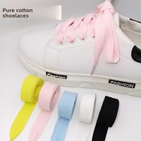 Cordones Planos de Algodón Puro Acme M de 1.5 cm de Ancho, Color Sólido, para Zapatillas Unisex de Caña Alta/Baja