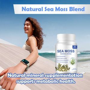 קפסולות אצות ים OEM סופרפוד 60 כמוסות, מועשרות בתמצית שורש בורדוק ואצות חומות. - Product Image 5