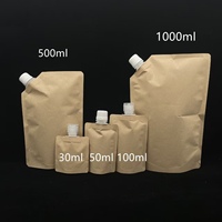 Pochette en papier kraft recyclable pour huiles essentielles, liquides de fruits, avec bec verseur