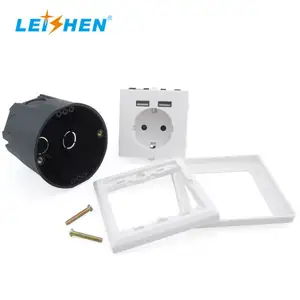 LEISHEN hot sales good price power socket wall charger eu socket with usb for home hotel school