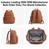 Sac à dos de voyage pour bébé en cuir végétalien avec poches isothermes, fabrication OEM/ODM en marque blanche, fabricant en gros
