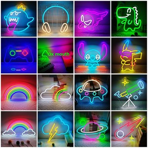 Linda Lámpara LED de Neón con Diseño de Dibujos Animados, Acrílico, Forma Personalizada, Autoalimentada, Lámpara Nocturna Creativa para Decoración de Habitaciones, Dormitorios, Salas de Estar y Fiestas - Product Image 2