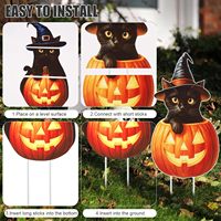 Grandes décorations d'Halloween pour l'extérieur, citrouille, chat noir, matériau PP, découpe pour pelouse, jardin, décoration de la maison, fournitures de fête