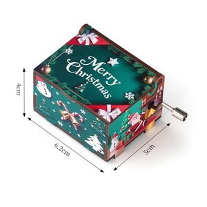 Boîte à musique en bois à manivelle pour Noël, Navidad, Nouvel An, cadeaux pour enfants, décoration de la maison, boîtes musicales sculptées - Product Image 4