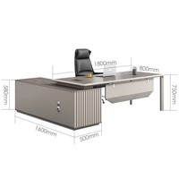Table de bureau moderne en PVC en forme de L, style minimaliste, luxe léger, pour patron, président, superviseur, directeur, avec chaise et tiroirs