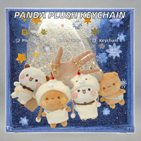Porte-clés pendentif en peluche doux en tissu PP, motif Panda de dessin animé, une ou deux figurines