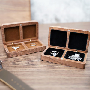 Walnuss Leeres Zubehör Schmuck Aufbewahrung sbox Massivholz Tragbare Ohrringe Ring Manschetten knöpfe Verpackungs box - Product Image 1