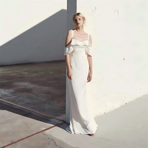 Wholesale Ruffle Shoulder White Dress Mini & Midi Length Options