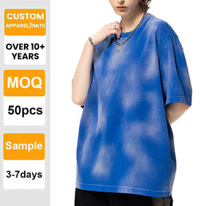 T-shirt personnalisé avec logo, teinture tie-dye, 230 GSM, coton épais uni, épaules tombantes, vente en gros, impression, broderie, unisexe - Product Image 1