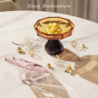 Bonbonnière en verre ambré sans plomb Crystal Hamptons, bol décoratif pour servir des fruits et des bonbons, luxe pour la maison, les mariages et les fêtes
