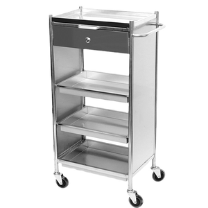 Modern Stainless Steel Barber Salon <b>Trolley</b> 4-Wheel Storage Cart for Beauty Salon and Bathroom Use - Product Image 3