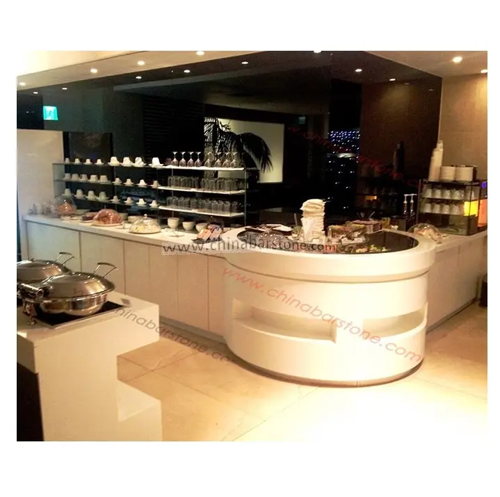 Bancone bar moderno bianco rotondo curvo design hotel buffet caffetteria