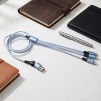 Câble en nylon tressé 2-en-3 USB-C vers iPhone et Micro USB 100W à charge rapide avec transfert de données pour téléphone portable Garantie 12 mois