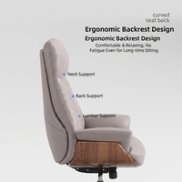Chaise de bureau de direction en cuir de luxe, ergonomique, pivotante, avec panneau latéral en bois