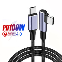 Câble USB C vers USB C à angle droit 2m 6 pieds Cordon 5A PD100W Câble de données 480Mbps avec marqueur électronique pour iPad MacBook Pro Air Samsung Galaxy