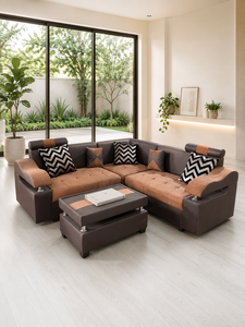 Sofá Seccional Moderno Sudut Domini para Sala de Estar, Muebles de Sofá con Tapicería Personalizada - Product Image 1