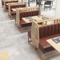 Ensemble de tables de salle à manger et canapés en cuir rétro modernes personnalisés, mobilier de restaurant en métal pour l'extérieur, style design SP-CS129