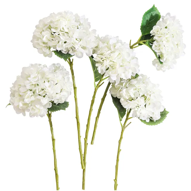 90pcs pétalas Venda quente Seda Hortênsia Ramo Flores Artificiais Bouquet nupcial para casamento flores brancas