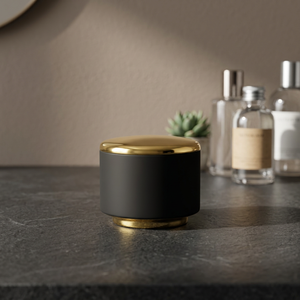 Tapa de Perfume de Lujo en Oro UV con Detalle Negro Suave al Tacto, Tapa Cilíndrica de Fragancia con Cierre Seguro (FEA15), Resistente hasta 60°C - Product Image 2