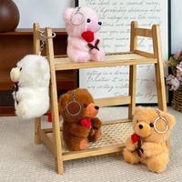 En gros, adorable ours en peluche rose, cadeau pour la Saint-Valentin, porte-clés, poupée en peluche, jouet, breloque pour sac, pendentif pour sac à dos, porte-clés