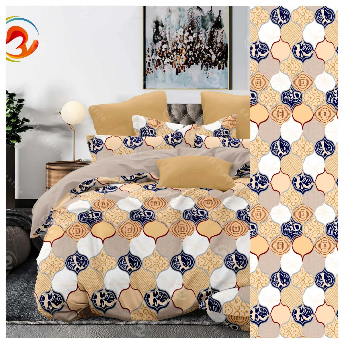 Thặng dư 100 Polyester nhà Sản phẩm dệt may nguyên liệu phân tán in sợi nhỏ vải trong CuộN tấm ga trải giường vải cho bộ đồ giường