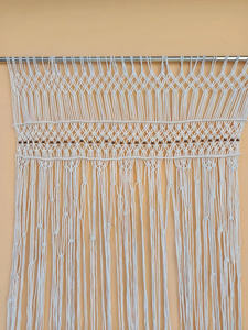 Tapiz de Pared de Macramé Geométrico Bohemio Hecho a Mano, Decoración con Flecos de Algodón, Patrón Abstracto Rectangular, Arte Decorativo - Product Image 4