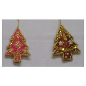 Tree Shape Hanging Ornaments With Beaded Work For Christmas Festival - Product Image 1