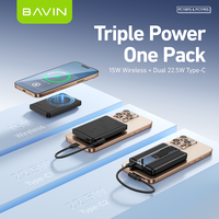 BAVIN - Baterías Externas Inalámbricas Ultrafinas y Portátiles de Tamaño Pequeño PC1189S PC1190S, 5000 mAh, 10000 mAh, 15 W