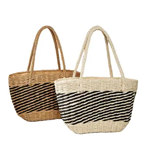 fashion lady women daily shoulder hand knitted paper rope straw string beach bag 2024 price