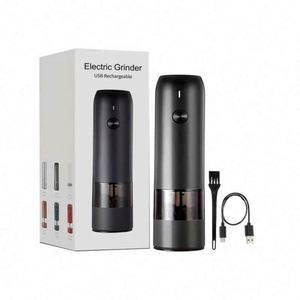 Electric Rechargeable Mini Portable Plastic Eco-Friendly Salt and <b>Pepper</b> <b>Grinder</b> USB Automatic <b>Pepper</b> Mill Set with LED Light - Product Image 1