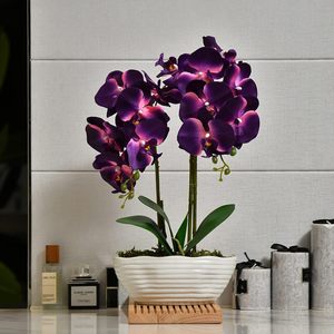 Grande Pianta di Orchidea Artificiale <span class=keywords><strong>in</strong></span> <span class=keywords><strong>Vaso</strong></span>, Composizione Floreale <span class=keywords><strong>in</strong></span> Seta con <span class=keywords><strong>Vaso</strong></span> <span class=keywords><strong>in</strong></span> Ceramica, Viola Scuro - Product Image 6