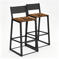 Chaises de bar industrielles en gros avec assise et dossier en bois, tabourets de bar vintage en métal pour la maison et l'hôtellerie