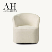 Fauteuil pivotant moderne de luxe à 360 degrés, tissu texturé blanc crème, fauteuil club confortable, mousse haute densité, fauteuil d'appoint pour salon