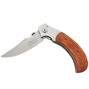 Wood handle wholesale folding utility knife stainless steel wedding/business gift pocket knife
