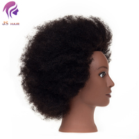 Tête de mannequin afro noire avec cheveux humains pour la formation en coiffure, outils de salon, poupée de pratique, tête de pratique pour le tressage des cheveux