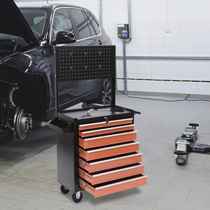 HOMCOM <b>Tool</b> <b>Trolley</b> Equipment with Drawer 61.5 x 33 x 76cm Black and Orange - Product Image 2