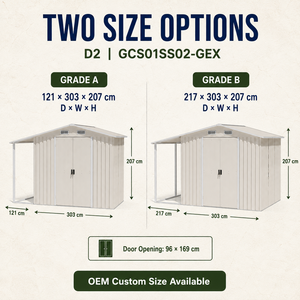 Galvanized Steel Garden Shed With Side Lean-to AS/NZS1170.2 Proof <b>Outdoor</b> Metal <b>Storage</b> OEM Custom for Australia - Product Image 4