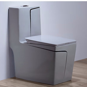 WC monobloc en céramique émaillée gris KD-19CTB, excellent rapport qualité-prix, avec siège carré, à poser au sol - Product Image 4