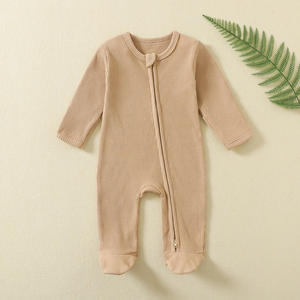 Combinaison pour bébé Automne/Hiver Combinaison de ramper pour nouveau-né à manches longues avec fermeture éclair en tissu gaufré en coton Unisexe <span class=keywords><strong>Pyjama</strong></span> - Product Image 3