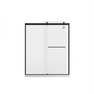 Puerta Corredera de Ducha Bypass, Vidrio Templado de 5/16 Pulgadas, Marco Negro Mate, Diseño Minimalista, Modelo 6074 - Product Image 1