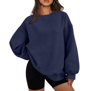 Sweat-shirt pour femme en coton 100% de qualité supérieure, logo brodé personnalisé sur le devant, respirant, doux, vêtements décontractés pour l'automne et l'hiver - Product Image 1