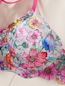 Lingerie Sexy Femminile, Set Reggiseno e Mutandine con Stampa Floreale in Rete, Intimo Estivo Ultra Sexy - Product Image 5