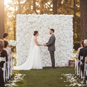 Tấm nền hoa hồng giả 3D màu trắng, tường hoa nhân tạo dùng làm phông nền cho cửa hàng, salon làm đẹp, trang trí đám cưới - Product Image 3