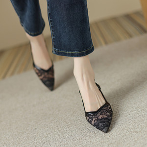 Sandales d'été pour femmes à talons hauts Bao Toe Sexy Lace Hollowed-Out Design avec Roman Small Shoes Factory Wholesale Soft Material - Product Image 4
