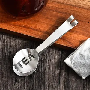 Teabag Tong Strainer Holder Spoon Shaped <strong>Tea</strong> <strong>Bag</strong> <strong>Squeezer</strong>/Holder Gadget, Round Stainless Steel Kitchen Bar - Product Image 5