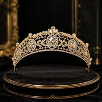 Maßgefertigte Farbige Barocke Rote Rubin-Gold Quinceanera Kronen und Diademe MOQ 2 Stück Strass Prinzessinnen-Krone Kopfschmuck für Schönheitswettbewerbe